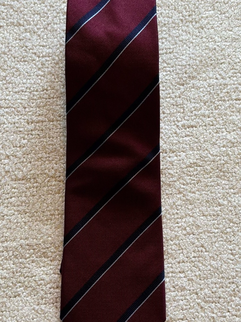 Charles Tyrwhitt Men's Burgundy Navy light blue Striped Silk Tie Woven